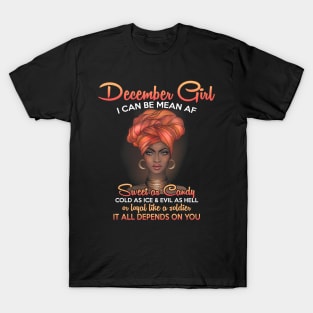 Queens Are Born In December Birthday T-Shirt for Black Women T-Shirt